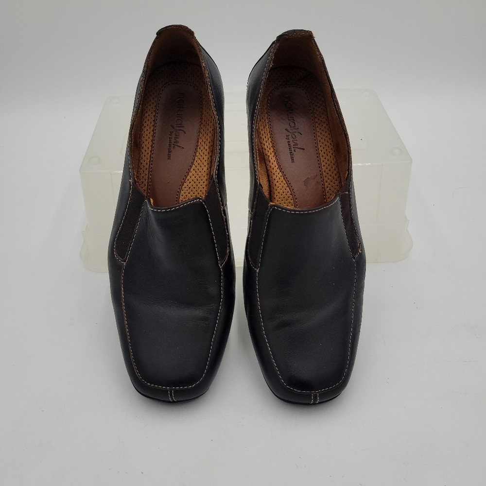 Natural Soul by Naturalizer Black Leather Upper Shoes Loafer Slip on Size 9.5